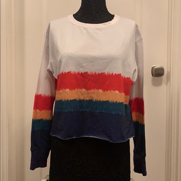 Storia Tops - Storia long sleeve multicolor cropped shirt